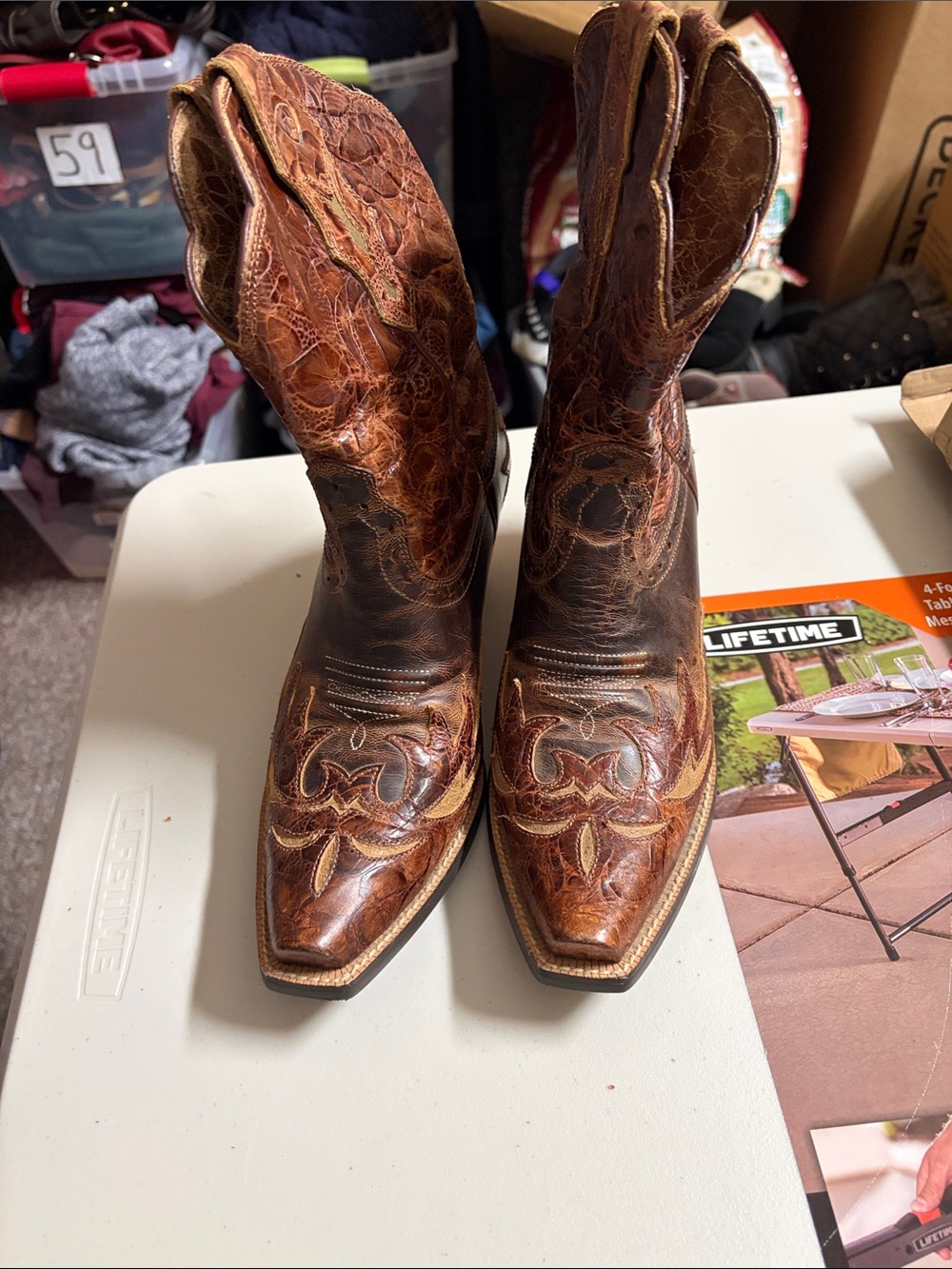 Ariat Distressed Dahlia Western Brown Heeled Boots - Picture 6 of 8